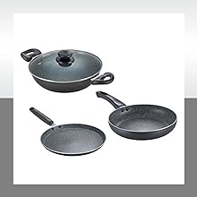 Prestige Omega Deluxe Granite 3 Pcs with 1 Glass Lid