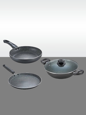 Prestige Omega Deluxe Granite 3 Pcs with 1 Glass Lid